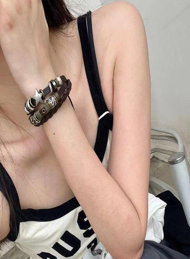 MININAI سوار مينيناي فيري جرانج، سوار جلدي ملفوف بتصميم بوهيمي عتيق، مجوهرات غربية، هدايا، إكسسوارات الألفية الجديدة (نجمة) - Image 4